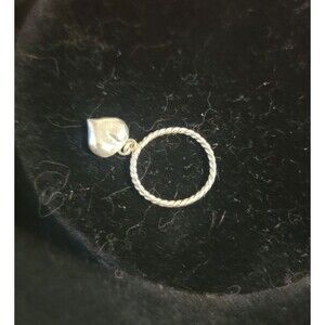 Dangling puff Heart on Twisted Rope Band Ring Sterling Silver 925 Pinky sz. 4.25